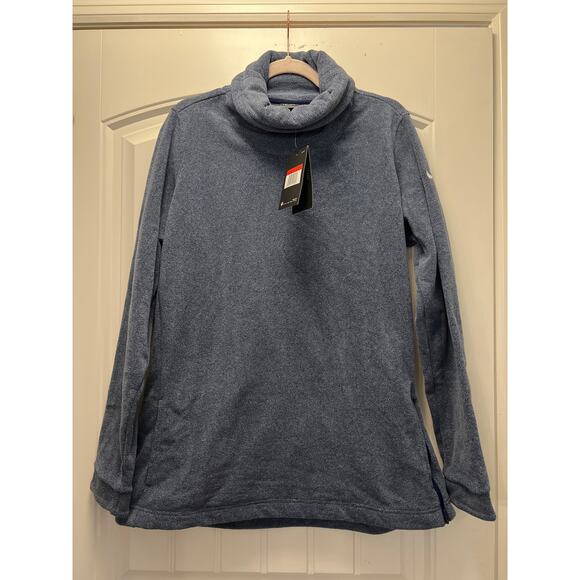 NWT Nike Women’s Turtle Neck Therma Dri-Fit Pullover Active Sweatshirt Sz L Blue - Picture 1 of 7